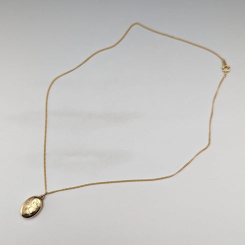 1987年 英国ヴィンテージ 9ctゴールド オーバル型ロケットペンダント ネックレス